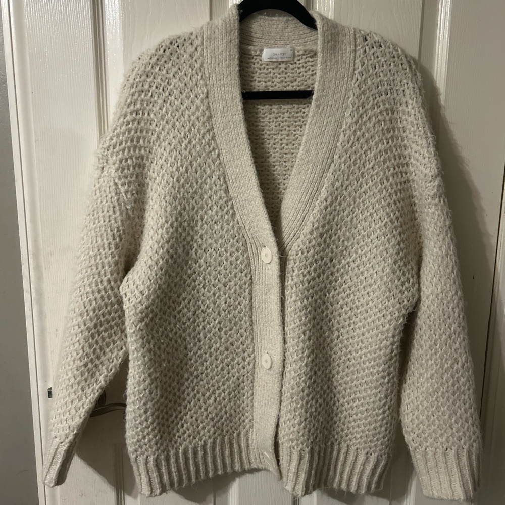 OAK + FORT Cream Knit Cardigan